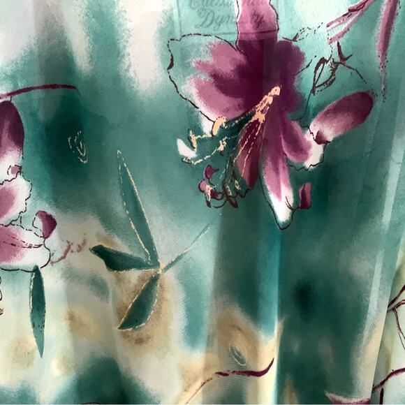 Vintage California Dynasty Emerald Green Floral Slip Dress Chemise Medium - Picture 2 of 5